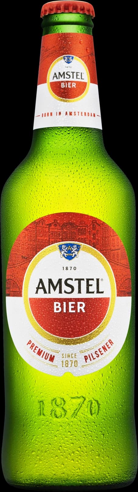 Amstel bottle with the label designed by Filip Lazarov