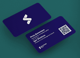 Navy business cards with the Silk Road Bank mark