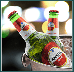 Social media photo: Amstel bottles on ice at night