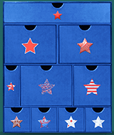 Blue advent calendar box with star drawers