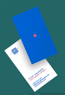 Blue and white business cards